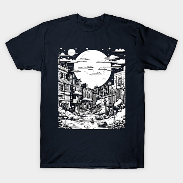 Abandoned CityScape At Night T-Shirt by vystudio